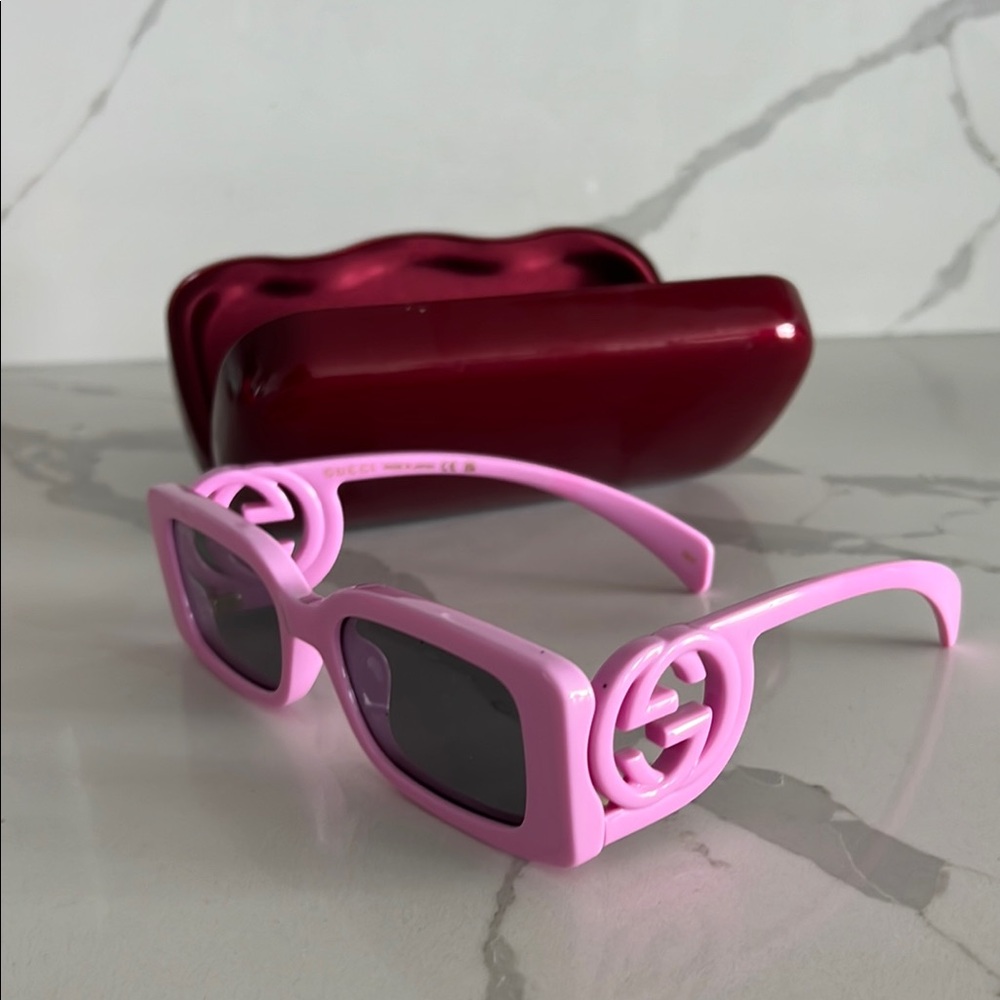 Gucci Chaise Longue 54MM Rectangular Sunglasses Pink w/ case